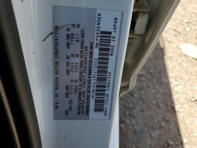 JM1BK34L491212352 - 2009 MAZDA SPEED 3 WHITE photo 12