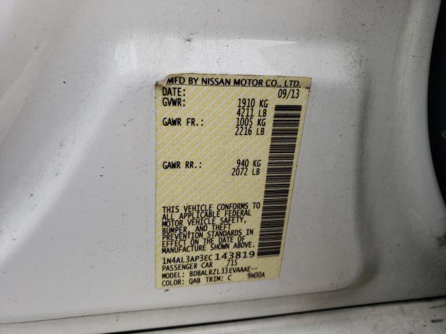 1N4AL3AP3EC143819 - 2014 NISSAN ALTIMA 2.5 WHITE photo 12