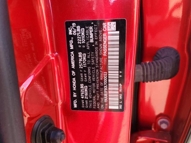 19UUB3F80LY000033 - 2020 ACURA TLX ADVANCE 红色 照片 13