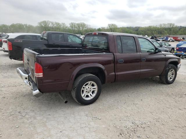 1D7HL48N04S608988 - 2004 DODGE DAKOTA QUAD SLT BURGUNDY photo 3