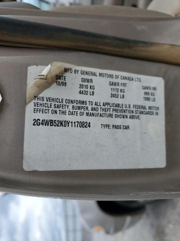 2G4WB52K0Y1170824 - 2000 BUICK REGAL LS 米色 照片 12