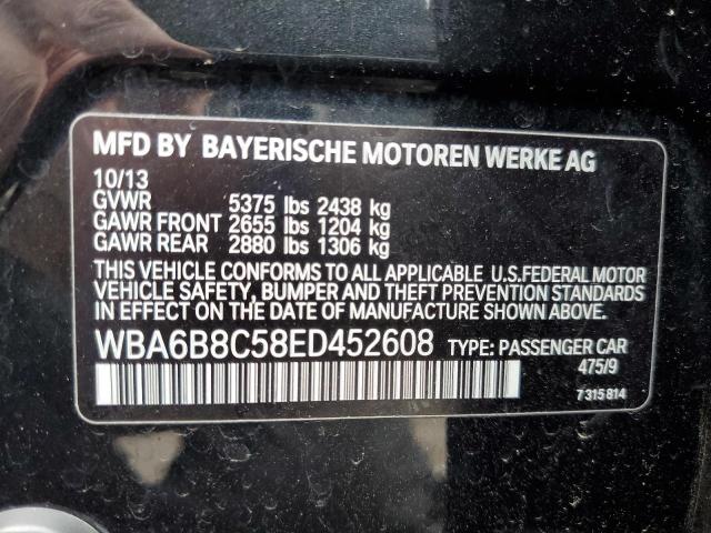 WBA6B8C58ED452608 - 2014 BMW 640 XI GRAN COUPE BLACK photo 12