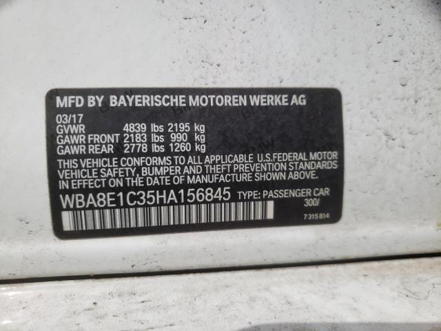 WBA8E1C35HA156845 - 2017 BMW 330E WHITE photo 12