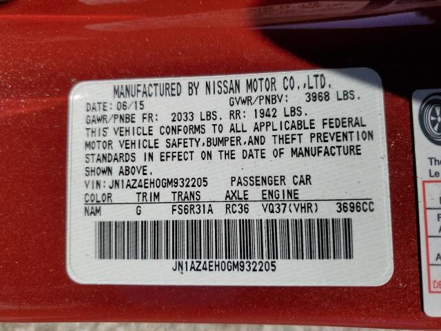 JN1AZ4EH0GM932205 - 2016 NISSAN 370Z BASE RED photo 13