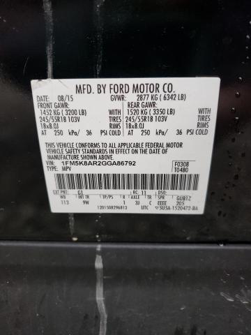 1FM5K8AR2GGA86792 - 2016 FORD EXPLORER POLICE INTERCEPTOR 黑色 照片 14