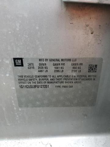 1G11C5SL8FU127251 - 2015 CHEVROLET MALIBU 1LT SILVER photo 12