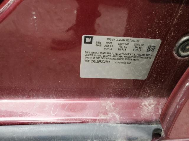 1G11C5SL8FF302781 - 2015 CHEVROLET MALIBU 1LT 勃艮第红 照片 13