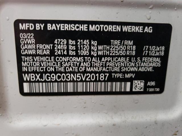 WBXJG9C03N5V20187 - 2022 BMW X1 XDRIVE28I WHITE photo 14