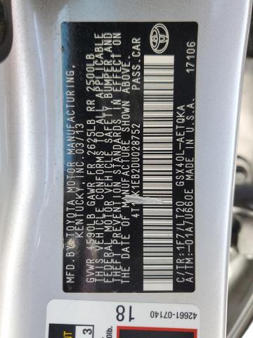 4T1BK1EB2DU028752 - 2013 TOYOTA AVALON BASE Gümüş foto 12