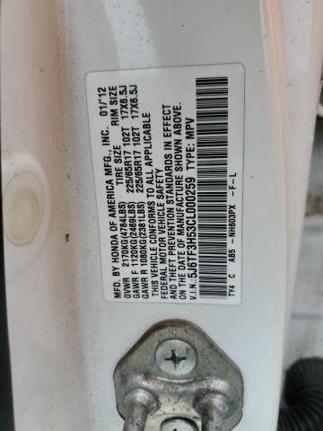 5J6TF3H53CL000259 - 2012 HONDA CROSSTOUR EXL თეთრი ფოტო 12