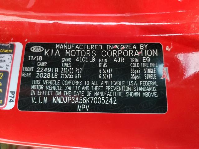 KNDJP3A56K7005242 - 2019 KIA SOUL + RED photo 12