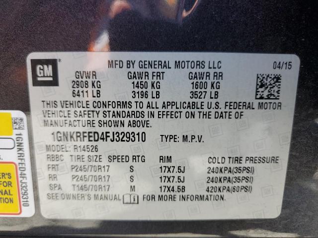 1GNKRFED4FJ329310 - 2015 CHEVROLET TRAVERSE LS GRAY photo 13