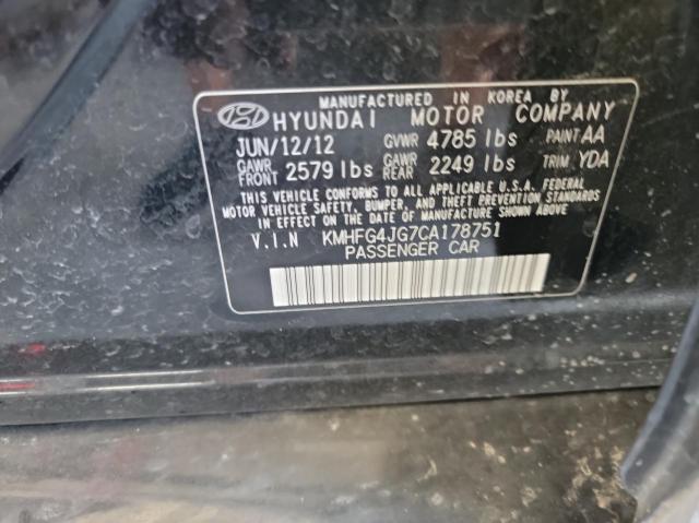 KMHFG4JG7CA178751 - 2012 HYUNDAI AZERA GLS BLACK photo 10