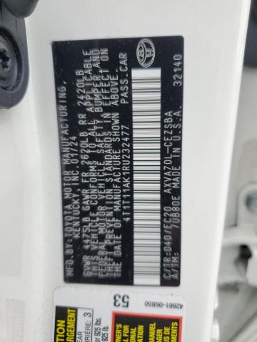 4T1T11AK1RU232477 - 2024 TOYOTA CAMRY SE NIGHT SHADE WHITE photo 12