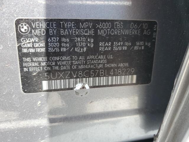 5UXZV8C57BL418229 - 2011 BMW X5 XDRIVE50I GRAY photo 13