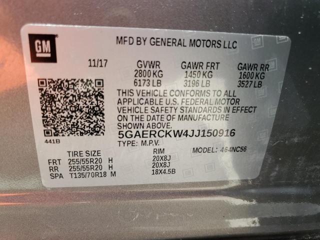 5GAERCKW4JJ150916 - 2018 BUICK ENCLAVE PREMIUM GRAY photo 13