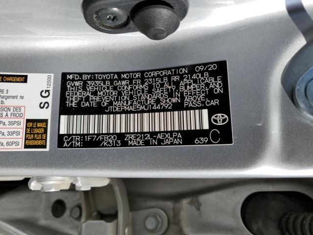 JTDEPMAE5MJ144792 - 2021 TOYOTA COROLLA LE SILVER photo 13