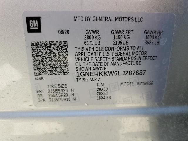 1GNERKKW5LJ287687 - 2020 CHEVROLET TRAVERSE PREMIER SILVER photo 14