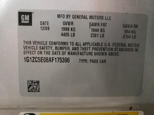 1G1ZC5E08AF175396 - 2010 CHEVROLET MALIBU 1LT SILVER photo 12