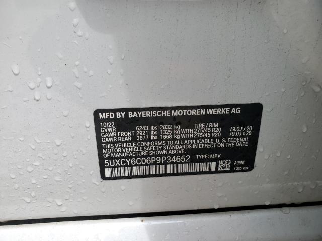 5UXCY6C06P9P34652 - 2023 BMW X6 XDRIVE40I Սպիտակ լուսանկար 13