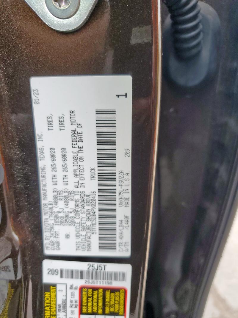 5TFMC5DB4PX020416 - 2023 TOYOTA TUNDRA CREWMAX PLATINUM BROWN photo 12