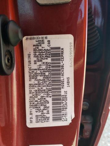 4T1BE32K53U228403 - 2003 TOYOTA CAMRY LE RED photo 12