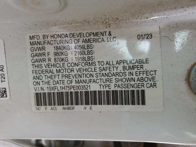 19XFL1H75PE003521 - 2023 HONDA CIVIC EXL WHITE photo 12