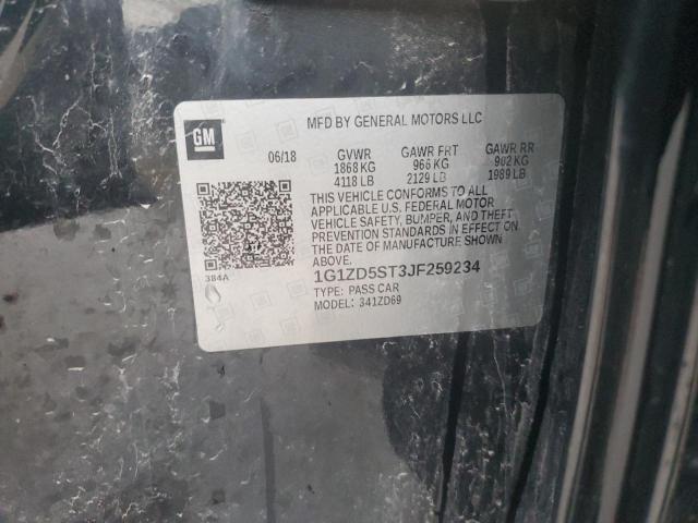 1G1ZD5ST3JF259234 - 2018 CHEVROLET MALIBU LT 黑色 照片 12