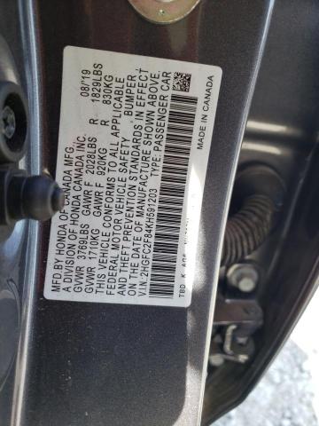 2HGFC2F84KH591203 - 2019 HONDA CIVIC SPORT 灰色 照片 12