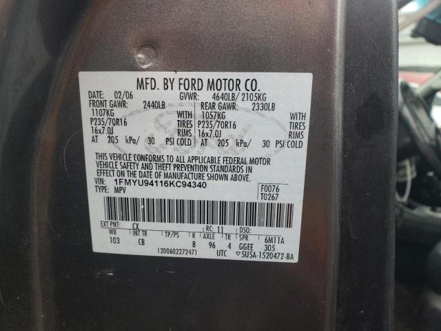 1FMYU94116KC94340 - 2006 FORD ESCAPE LIMITED GRAY photo 13