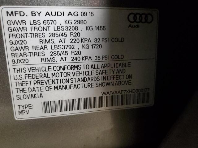 WA1VAAF7XHD000177 - 2017 AUDI Q7 PRESTIGE 灰色 照片 14