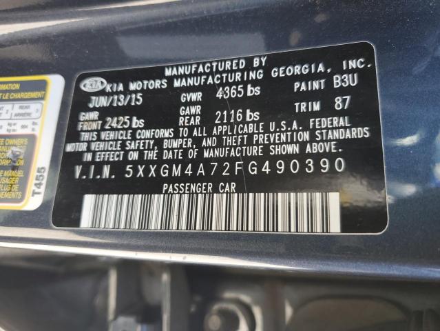 5XXGM4A72FG490390 - 2015 KIA OPTIMA LX BLUE photo 12