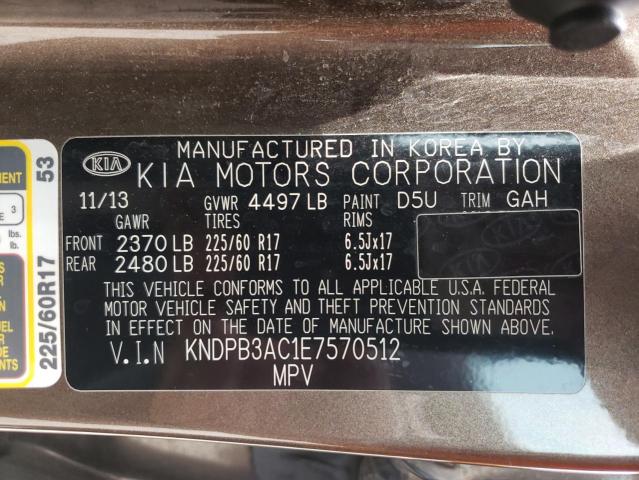 KNDPB3AC1E7570512 - 2014 KIA SPORTAGE BASE TAN photo 13