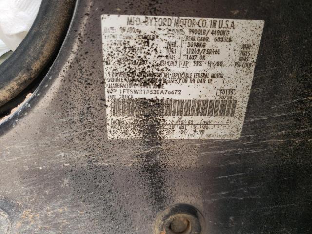 1FTSW31F53EA76672 - 2003 FORD F350 SRW SUPER DUTY GRAY photo 10