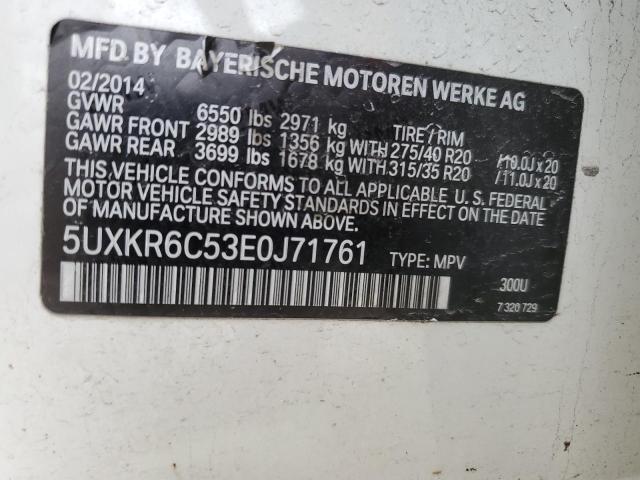 5UXKR6C53E0J71761 - 2014 BMW X5 XDRIVE50I WHITE photo 13