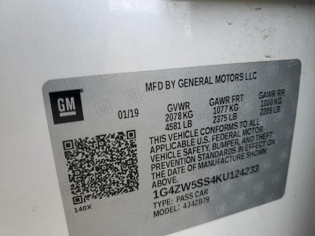 1G4ZW5SS4KU124233 - 2019 BUICK LACROSSE SPORT TOURING WHITE photo 12