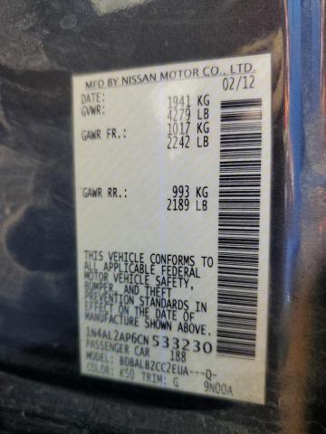 1N4AL2AP6CN533230 - 2012 NISSAN ALTIMA BASE GRAY photo 12