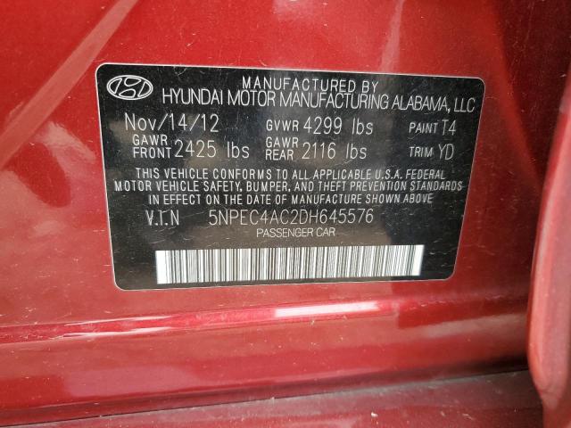 5NPEC4AC2DH645576 - 2013 HYUNDAI SONATA SE RED photo 12