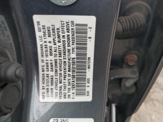 19XFA16819E015976 - 2009 HONDA CIVIC EX GRAY photo 12