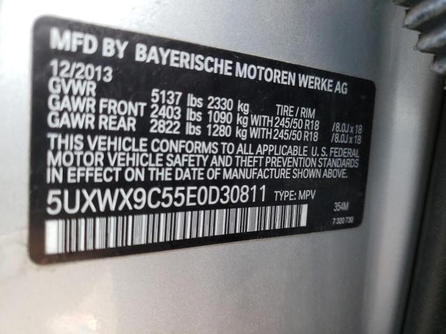 5UXWX9C55E0D30811 - 2014 BMW X3 XDRIVE28I SILVER photo 13