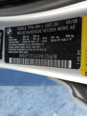 WBXPC93469WJ24618 - 2009 BMW X3 XDRIVE30I SILVER photo 12