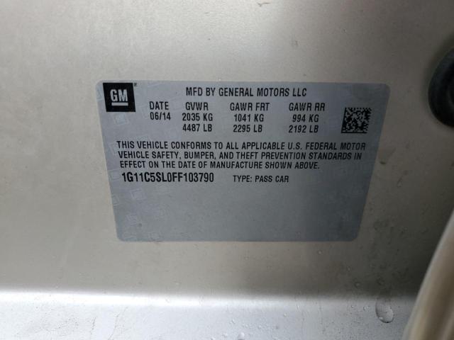 1G11C5SL0FF103790 - 2015 CHEVROLET MALIBU 1LT GOLD photo 12