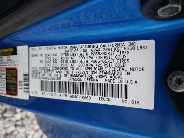 5TETU62N48Z586159 - 2008 TOYOTA TACOMA PRERUNNER ACCESS CAB BLUE photo 12