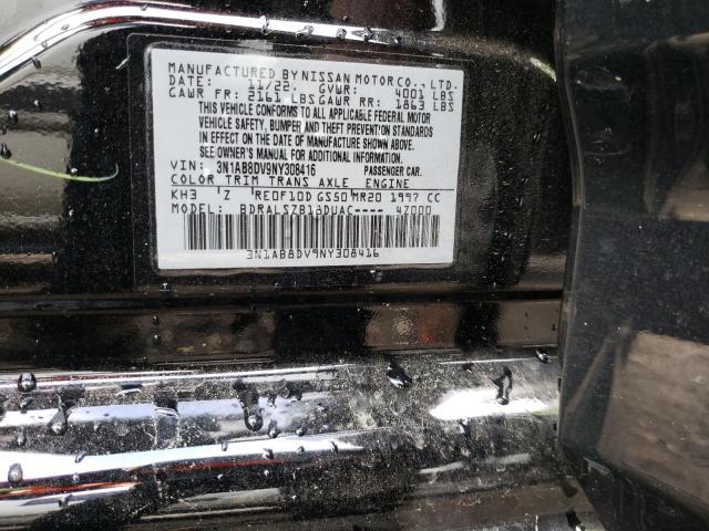 3N1AB8DV9NY308416 - 2022 NISSAN SENTRA SR BLACK photo 12