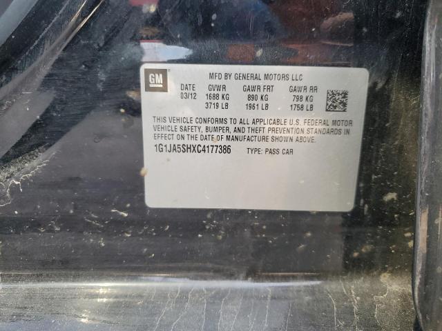 1G1JA5SHXC4177386 - 2012 CHEVROLET SONIC LS BLACK photo 12