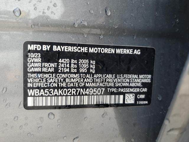 WBA53AK02R7N49507 - 2024 BMW 228I GRAY photo 12