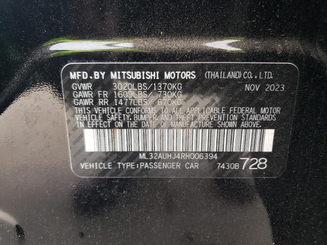 ML32AUHJ4RH006394 - 2024 MITSUBISHI MIRAGE ES BLACK photo 12