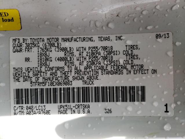 5TFRM5F10EX069083 - 2014 TOYOTA TUNDRA DOUBLE CAB SR/SR5 WHITE photo 12