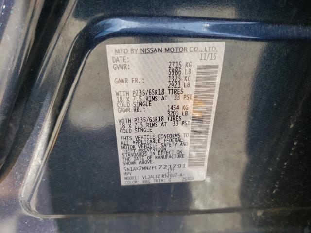 5N1AR2MN2FC721791 - 2015 NISSAN PATHFINDER S BLUE photo 13