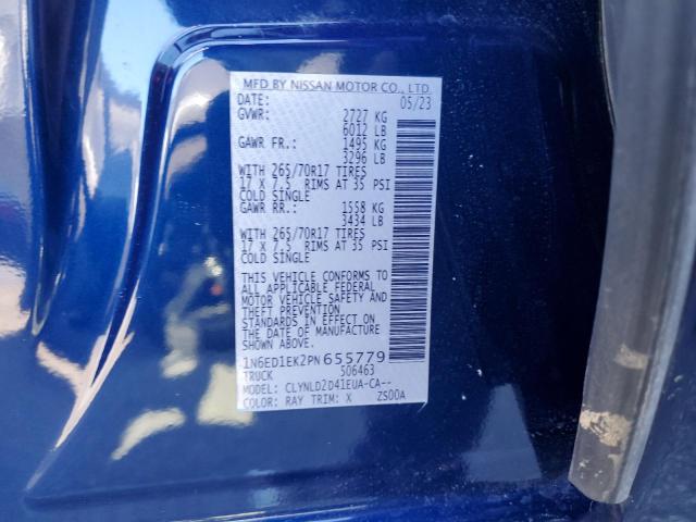 1N6ED1EK2PN655779 - 2023 NISSAN FRONTIER S BLUE photo 12